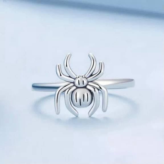 QQTDFG 925 Sterling Silver Spider Thin Band Open Ring for Women A3252-6