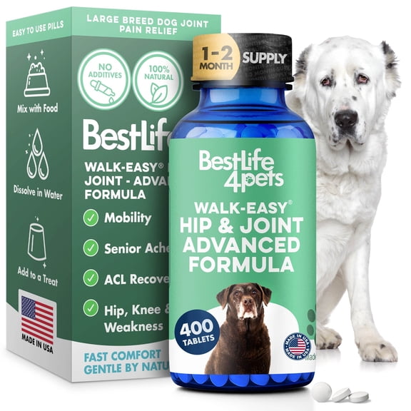BestLife4Pets Walk-Easy Extra Strength Dog Hip and Joint Supplement - Suitable for All Breeds