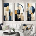 thumbnail image 1 of Designart "Navy Blue Organic Minimal Geometry II" Modern Geometric Framed Wall Art Set Of 3 - Yellow Abstract Frame Gallery Wall Set For Home Decor, 1 of 6