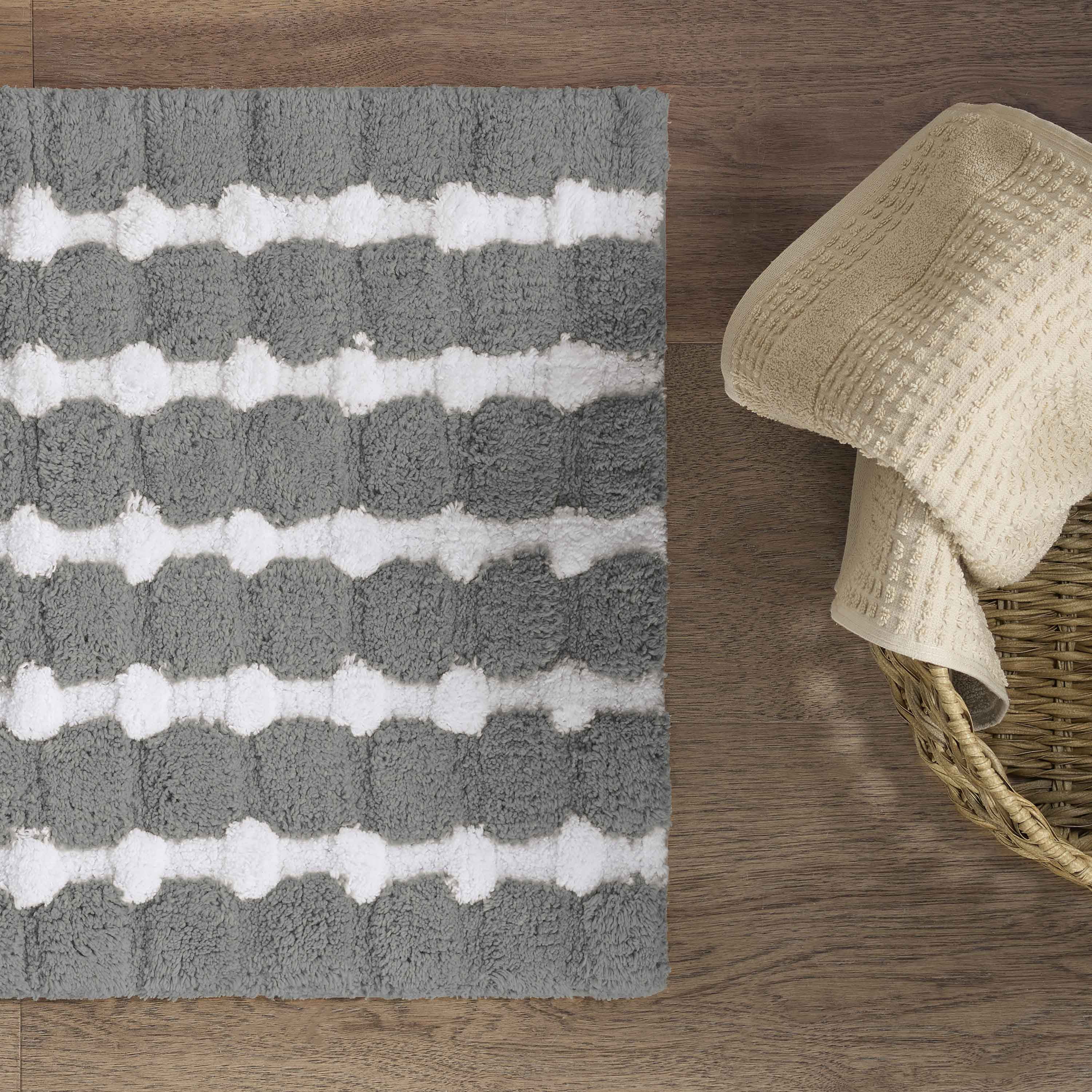 Martex Expression Sculpted Bath Rug, Grey/White