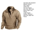 thumbnail image 7 of comerut Men Autumn Winter Solid Color Sweatshirt Stand Collar Zipper Half Placket Pullover Long Sleeve Windproof Warm Outdoor Hunting Tops, 7 of 7