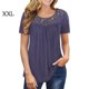 thumbnail image 4 of Sonducket Camiseta de mujer Túnica plisada Top Cuello Manga corta Blusa de encaje de encaje de manga corta Prendas para la parte del cuerpo Púrpura claro XXL, 4 of 5