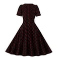 thumbnail image 2 of XFLWAM Women's 1950s Retro Rockabilly Crew Neck Short Sleeve Dress Polka Dot Vintage Cocktail Party Swing Dress Red XL, 2 of 7