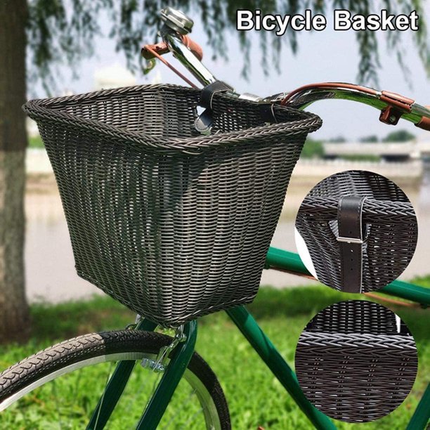 Retro Bike Basket Rattan Traditional Wicker Bicycle Front Shopping