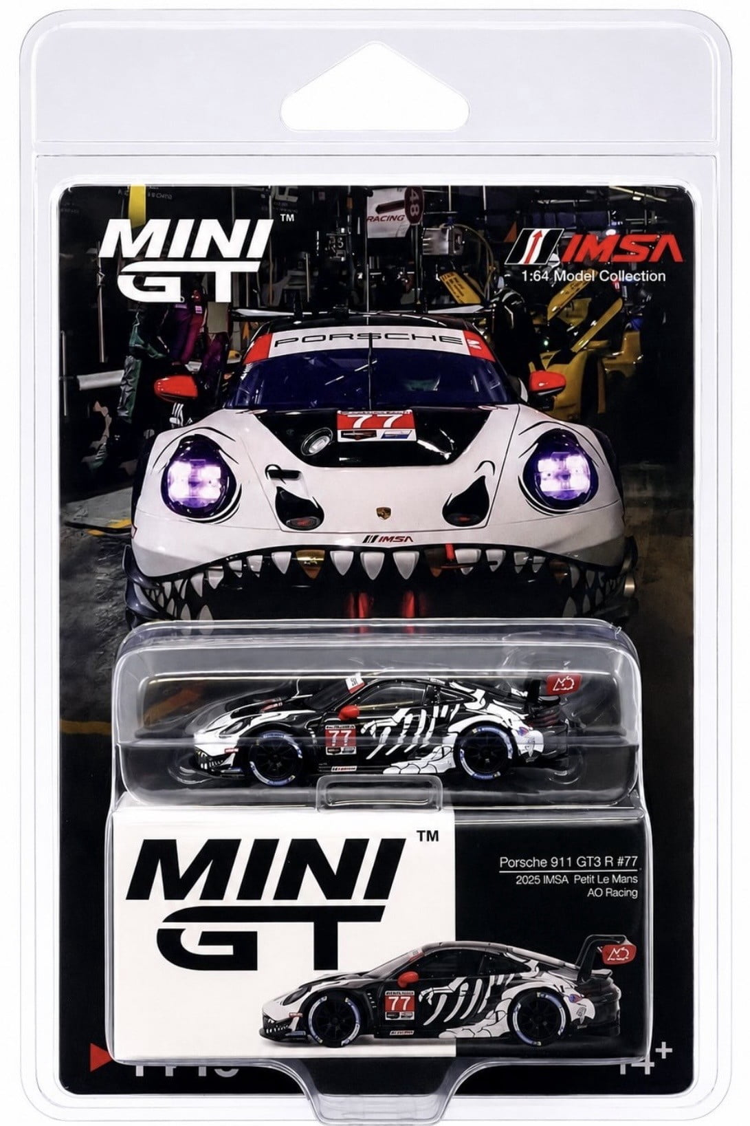 Mini GT Skeleton Rexy Porsche 911 GT3 R #77 AO Racing 2025 IMSA