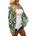 thumbnail image 5 of Rovga Women'S Swimwear Cover Ups Fashion Floral Print Chiffon Swim Cardigan 3/4 Sleeve Loose Beach Wear Cover Up Blouse Top Xl Green, 5 of 7