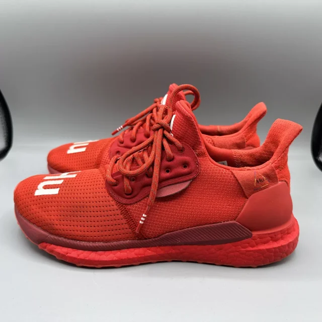 Ad-id-as Solar HU Glide x Pharrell Sneakers Shoes Men's Size 7 Red White Casual