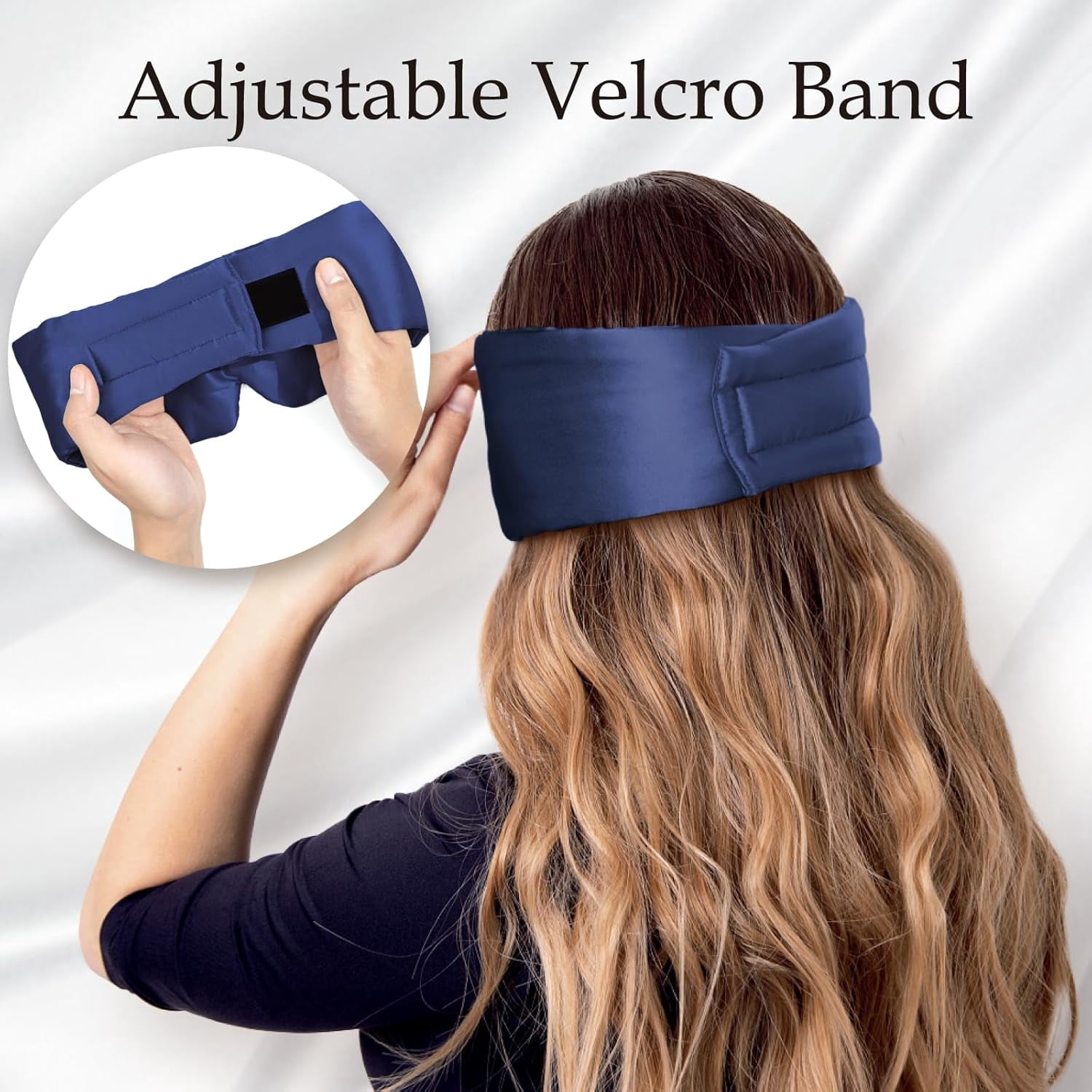 100% Mulberry Silk Sleep Mask Eye Mask for Man and Woman with Adjustable Headband, Full Size Large Sleep Mask & Blindfold for Total Blackout for All Night Sleep, Travel & Nap- Light Plum