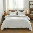 thumbnail image 7 of Simple&Opulence 100% Washed Linen Duvet Cover with Embroidered, 3 Pieces Soft Farmhouse Comforter Set with Button Closure,1 Duvet Cover and 2 Pillowshams(Queen, White), 7 of 7