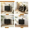 thumbnail image 6 of Black Wide 3 Drawer Nightstand Set of 2 , Wood Night Stand Bedside Table set for Bedroom, 6 of 6