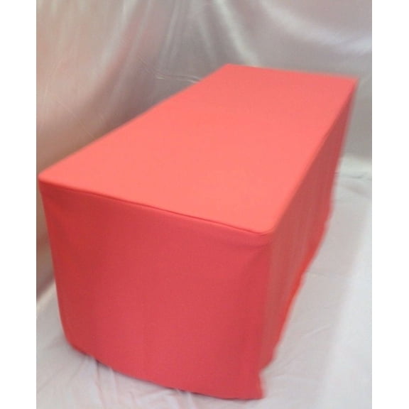4' ft. Fitted Polyester Tablecloth Wedding Event Table Cover Coral"