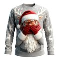 thumbnail image 4 of XIAOCHA Men's Crew Neck Sweatshirt Long Sleeve Santa Graphic Print Holiday Pullover Top, Grey, Sizes L, 4 of 4