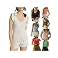 thumbnail image 3 of Rdhnmea Women's Bow Tie Tank Tops V Neck Shoulder Strap Sleeveless Shirts Slim Fit Summer Going Out Knit Camisoles Streetwear, 3 of 8