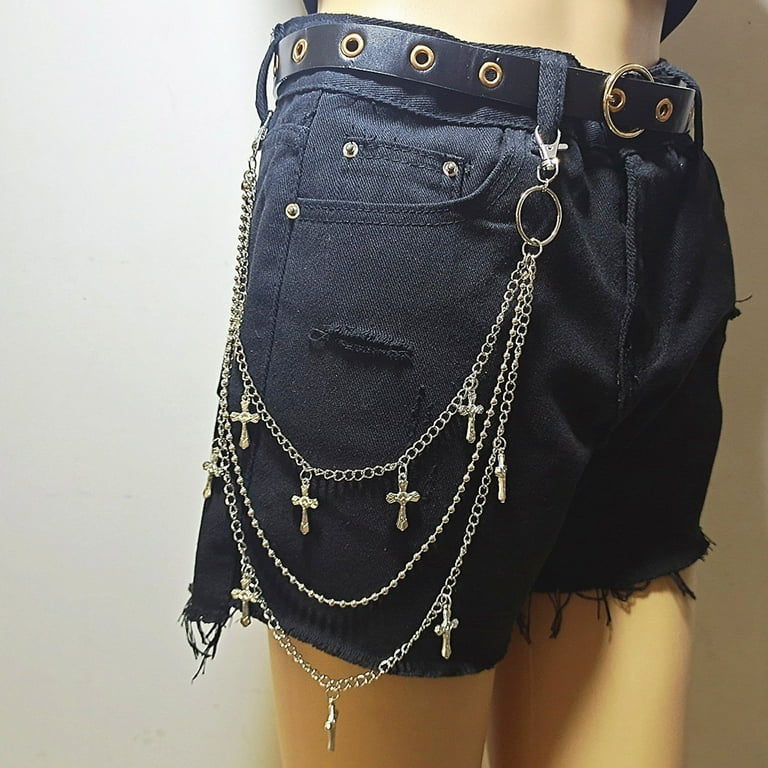 YEUHTLL Silver Pants Chains Cross Jeans Chains Pocket Punk Wallet Chain Not  Easy to Fade