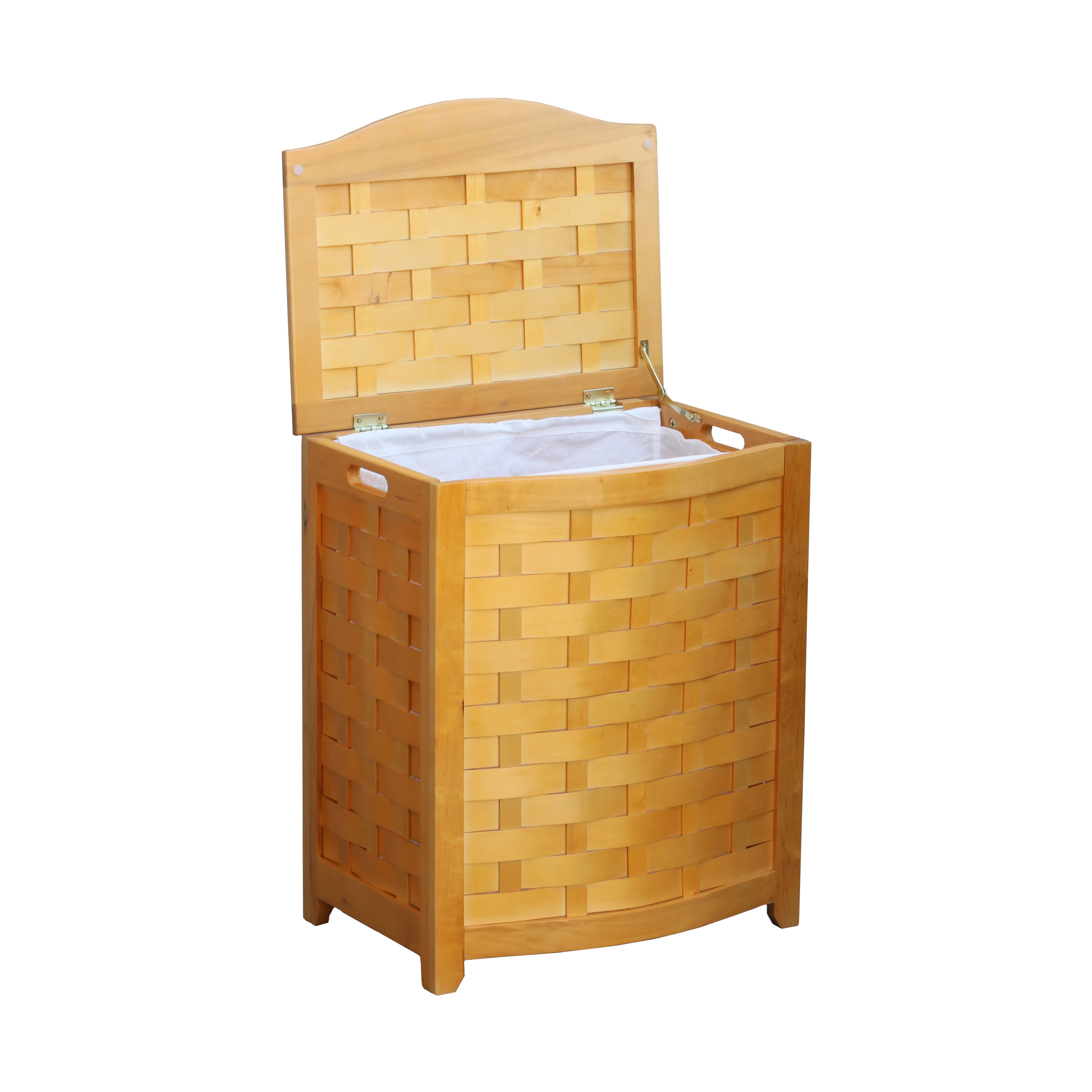 Oceanstar Bowed-Front Wooden Laundry Hamper, 20.25 L x 15 W x 24.25 H inches, Brown Color, Age Group Adult