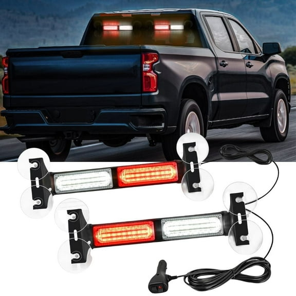 Nilight 40LED Red White Emergency Strobe Advisor Light Bar with Suction Cups Dash Safety Warning Hazard Flashing Lights Interior Front/Rear Windshield for Trucks Construction Vehicles