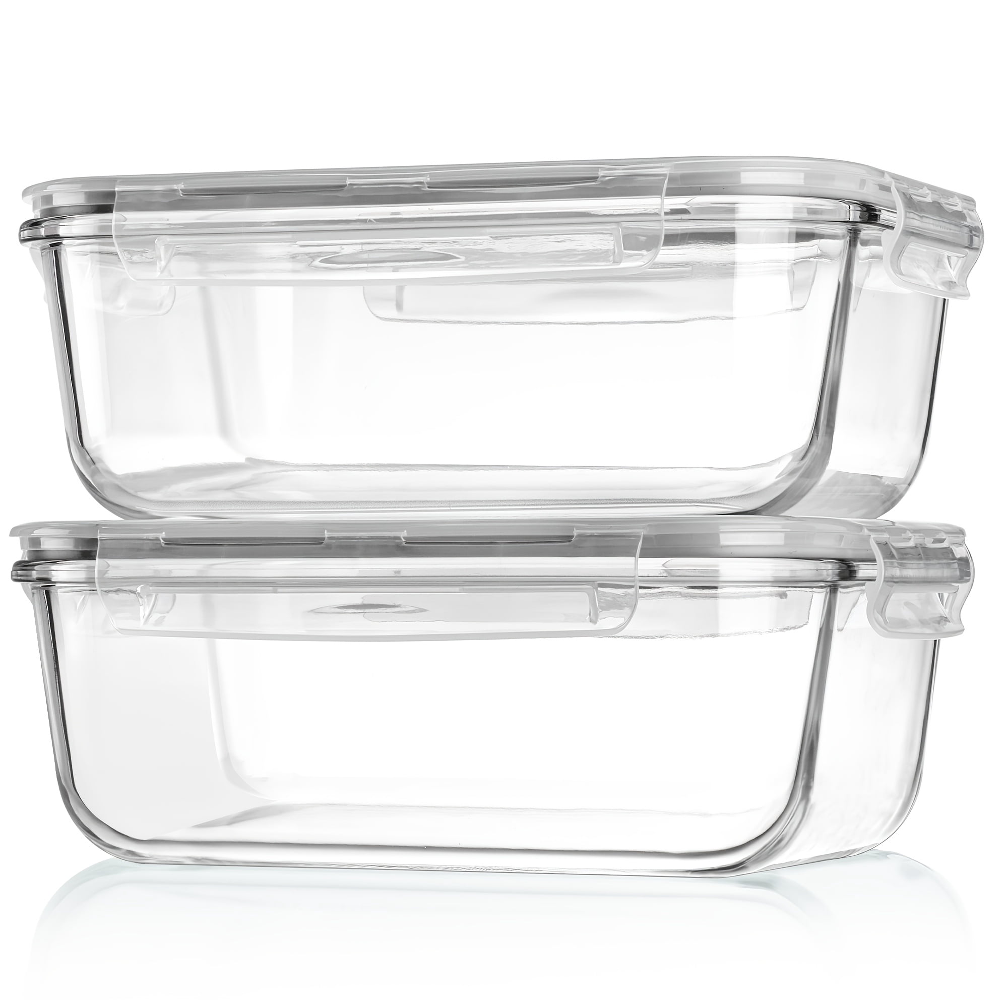 2 Pack Large Glass Food Storage Containers, 63 oz Extra Large Meal Prep Container Set with Airtight Locking Lids, Leak-Proof & BPA-Free