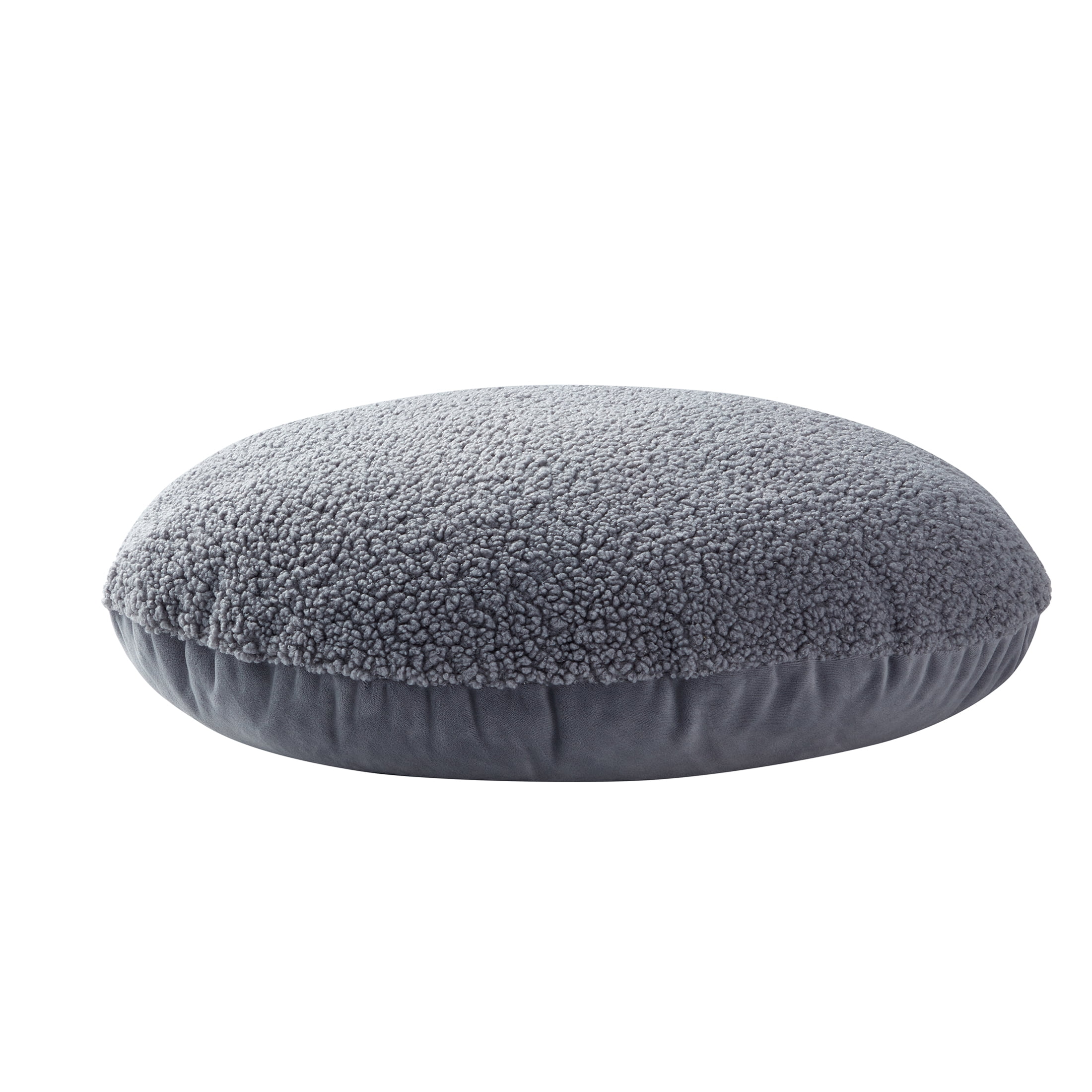 Mainstays Teddy Gray 21 in Round Faux Fur Decorative Pillow