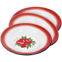 Milisten Round Shape Dinner Plate Enamel Assorted Color 3Pcs 7.9In