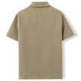 thumbnail image 5 of Men's Short Sleeve Shirt Lightweight Casual Button down Top for Summer,Beach Vacation,Breathable Hollow Out Texture Shirt for Men Khaki L, 5 of 9