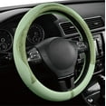 thumbnail image 2 of Steering Wheel Cover, Green Patterned Leather Patchwork Design, Universal Fit 14.5"–15.5", Anti-Slip, Odor-Free, Soft PU Grain Leather, Durable Grip Car Accessory for Girls & Women, 2 of 16