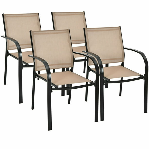 Gymax 4pcs Stackable Patio Dining Chair W Steel Frame Quick Drying Fabric Com Gymax 4pcs Stackable Patio Dining Chair, Stackable Patio Dining Set