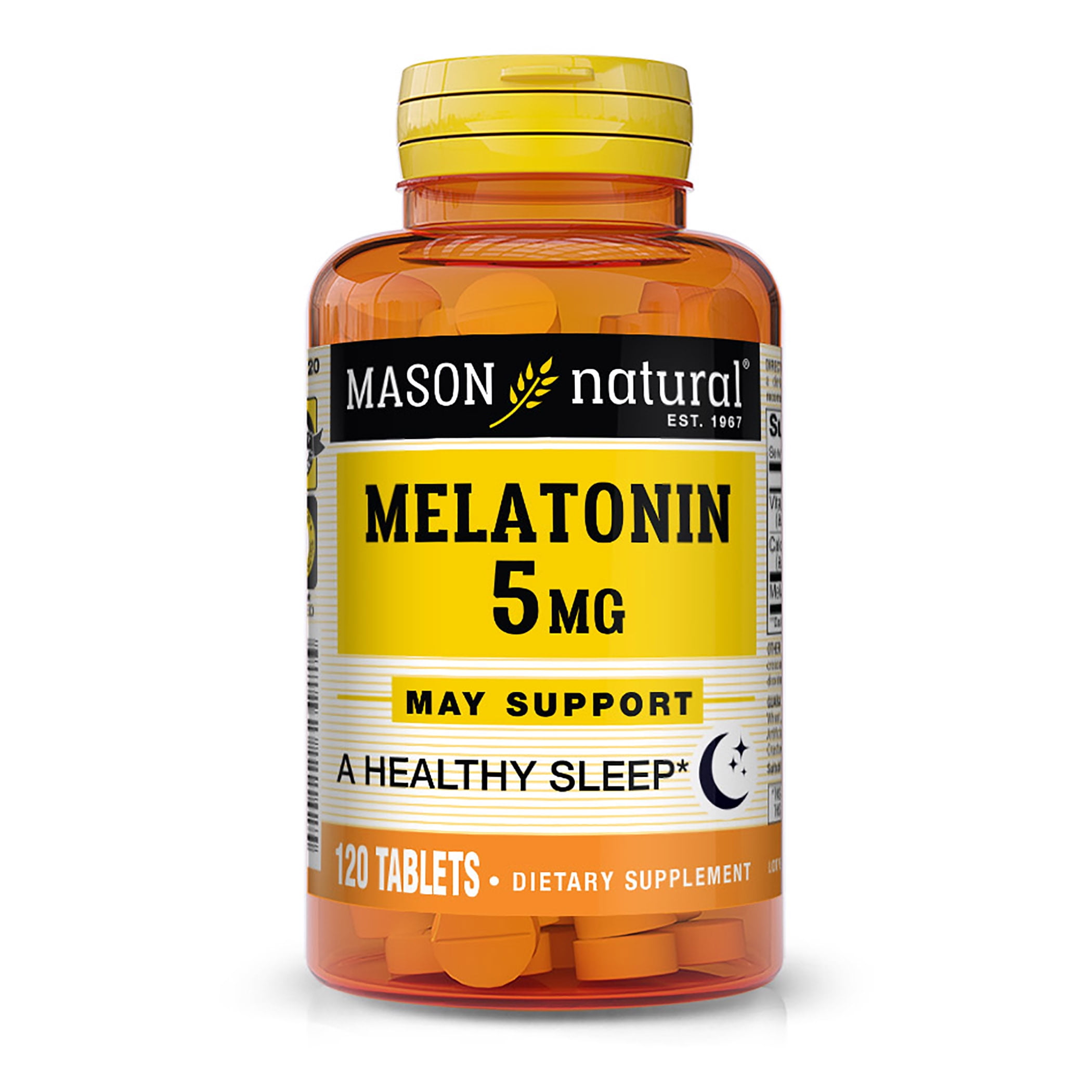 Mason Natural Melatonin 5 mg with B6 and Calcium - Natural Sleep Aid, Supports Healthy Sleep & Rest, 120 Tablets