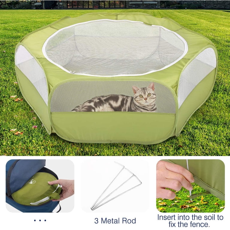Pawaboo Small Animals Playpen with Zippered Cover, Green photo 4