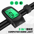 thumbnail image 5 of 3 in 1 Bike Computer with Headlight Horn IP64 Multifunction Cycling Bike Speedometer Large LCD Screen Black, 5 of 5