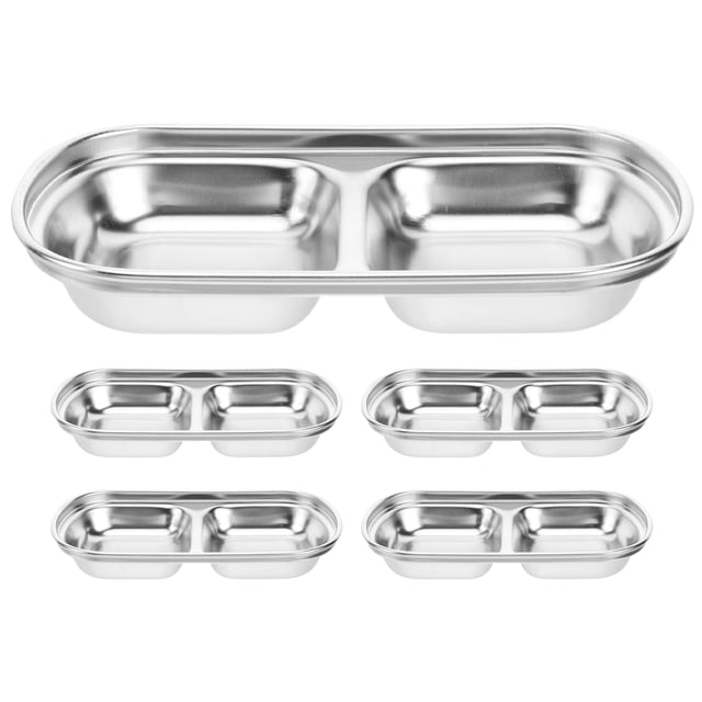 5 Pcs Plats Assaisonnement Bol à Sushi Plats à Sauce Assiettes d'Apéritif Vaisselle de Cuisine (2 Compartiments)