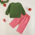 thumbnail image 6 of TOWED22 Toddler Girls Fall Winter Outfits Long Sleeve Cute Crewneck Top and High Joggers Pants 2pcs Set Clothes Clothing(Green,3-6 M), 6 of 7