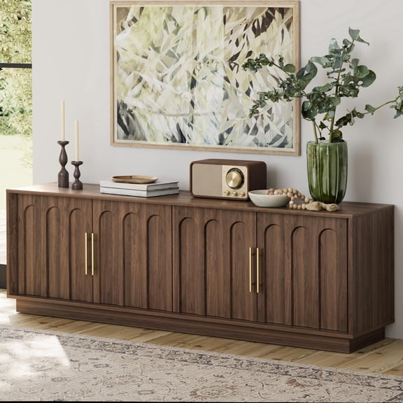 67 Mid Century Modern TV Stand for 75 Inch TV, Walnut