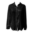 thumbnail image 4 of TUOYUAN Womens Plus Size Sequined Blouse Lapel Long Sleeve Sparkly Shirt Jacket Going Out Top Fall Winter,Black,SIZE:XL, 4 of 5