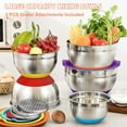 thumbnail image 4 of Mixing Bowls with Airtight Lids, AOKIWO 8 PCS Stainless Steel Bowls Set with 3 Grater Attachments, Metal Nesting Bowls with Non-Slip Bottoms, Size 5, 4, 3.5, 2, 1.5 QT for Cooking, Baking, Colorful, 4 of 5