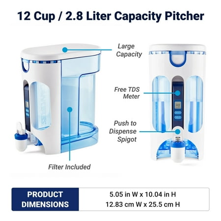 Zerowater, 12 Cup Ready-Read 5-Stage Filtration Pitcher, Model, ZP-012-RR-2