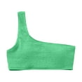 thumbnail image 3 of WERYOUNG Women One Shoulder Bikini Swimsuit Tops Ribbed Padded Bathing Suit Bandeau Tops Summer Tropical Brazilian Vacation Swimwear Beachwear Relaxed Fit Green L, 3 of 3