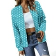 thumbnail image 4 of Bomber Jacket Women Sevevn Women's Bomber Jacket Casual Polka Dot Print Long Sleeve Pocket Zipper Sweatshirts Coat, 4 of 6