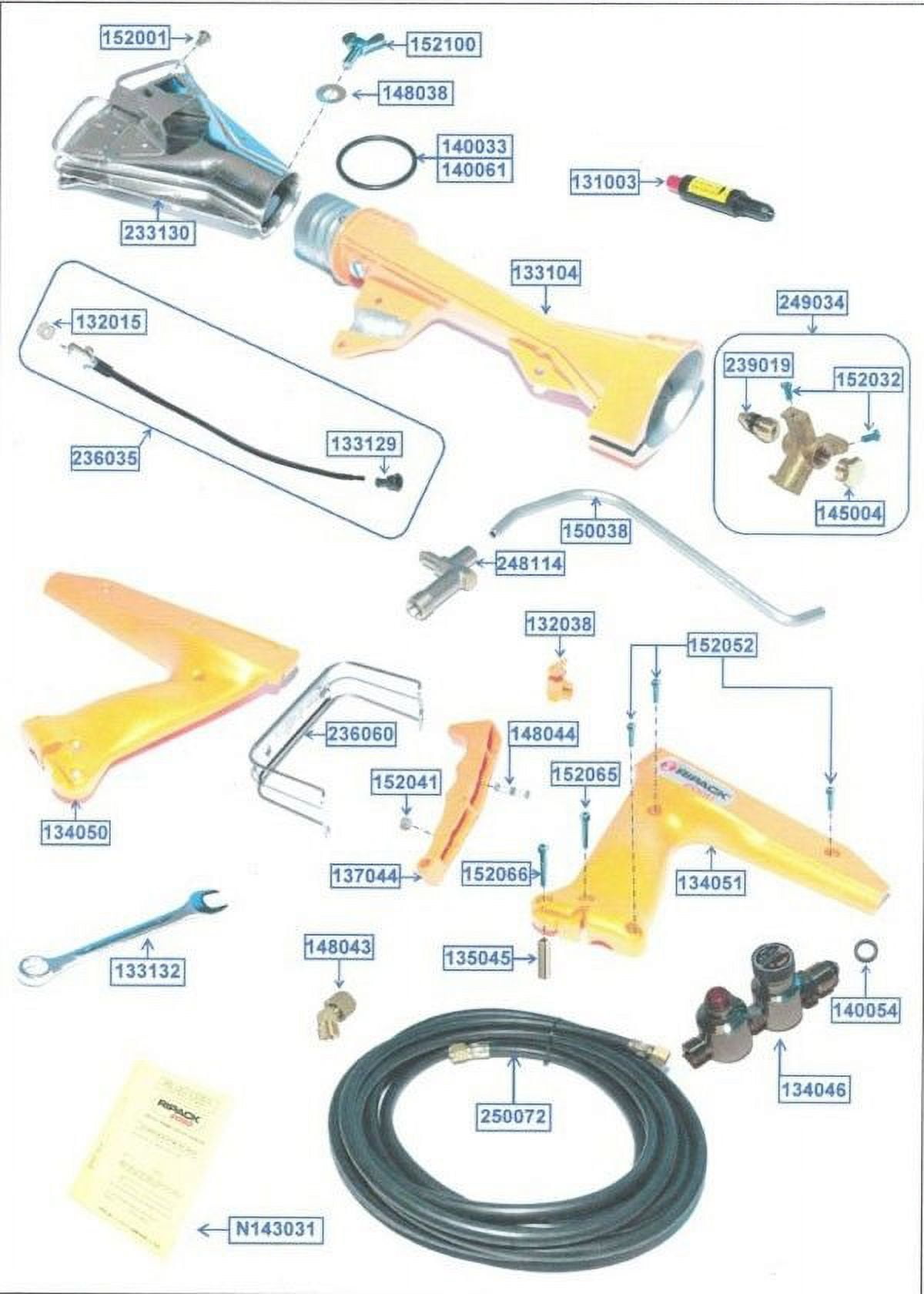 Ripack 2000 & 2200 Heat Gun Conversion kit NatGas 38-44psi