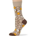 thumbnail image 4 of 7BIGSTARS KINGDOM Women's Cotton Fun Socks - 4 Pack Medium - Bee - Honey Comb - Stripe - Seamless Sock Size: 9-11, Shoe Size: 5-9, Black, Light Beige, 4 of 10