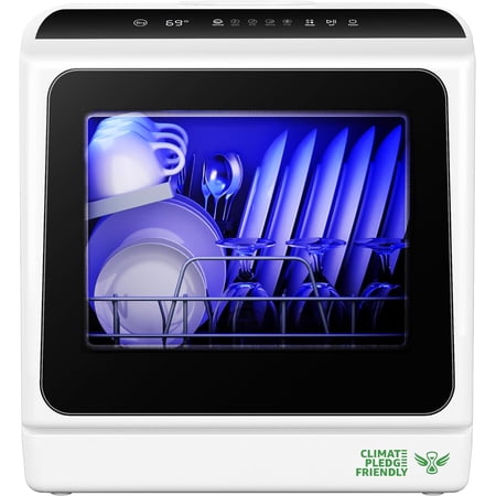 Countertop Dishwasher Portable with 6 Programs, 5L Built-in Water Tank for Apartments & RV, 167? High-Temp, No Hookup Needed, Mini Baby Care, Air Dry/Quick/ECO/Fruit/Normal Mode