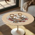 thumbnail image 2 of SEANATIVE Cocktail Table Covers Elastic Fitted Decorative Round Tablecloth 24 x 24 Inch Round Table Topper Cap Stain-resistant Table Decorations for Indoor Outdoor Use, Latte Coffee Print Beige, 2 of 7