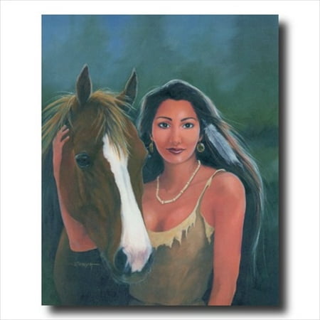 Handmade Native American Indian Horse - Native Indian Girl Horse Wall Picture Art Print
