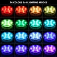 thumbnail image 2 of Submersible Pool Light with IR Remote Control Dimmable 10pcs RGBW LEDs Pond Fountain Lamp 16 Colors & 4 Lighting Modes IP68 Waterproof Underwater Light 3 * AAA Battery(not included) Powered, 2 of 8