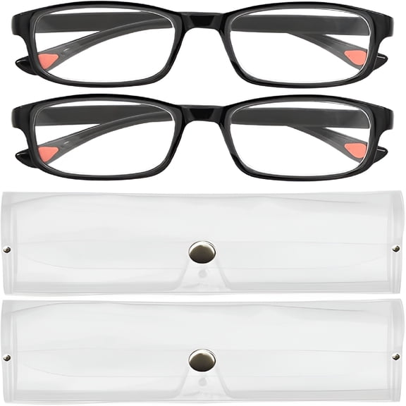 HBMYN 2 Pcs Auto Focus Glasses,Automatic Zoom Reading Intelligent Self Adjusting Presbyopia Anti-Blue Light Glass Adjustable Presbyopic Color-Changing Smart Look Far And Near for Men Women(Black)