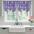thumbnail image 4 of Purple Plaid Balloon Curtains for Bedroom/Front Door/Bathroom, Modern Art Checkered Farmhouse Tie Up Curtains 63 Inch Length Light Filtering Kitchen Curtains Shades for Windows 46"x63", 4 of 8