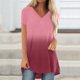 thumbnail image 1 of Puntoco - Blusa holgada de manga corta con cuello en V y estampado degradado a la moda para mujer Puntoco Puntoco-1560, 1 of 5