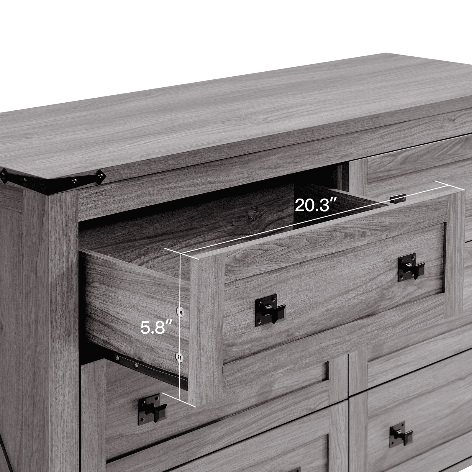CHITOOMA Wooden Dressers for Bedroom 6 Drawer Adult, 47.2" Storage Cabine with Double Handle, Chest of Drawers for Living Room Hallway, Gray
