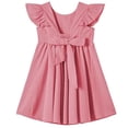 thumbnail image 6 of ITSAME Casual Dress for Girls, Cotton Waist-Cinching Flutter Ruffle Summer Fashion A-Line Dress Hot Pink 7-8T, 6 of 8