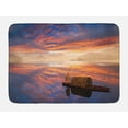 thumbnail image 1 of Fantastic Bath Mat, Imaginary World Man Shipping on His Boat Rowing Fluffy Clouds Endless View Image, Non-Slip Plush Mat Bathroom Kitchen Laundry Room Decor, 29.5 X 17.5 Inches, Multicolor, Ambesonne, 1 of 2