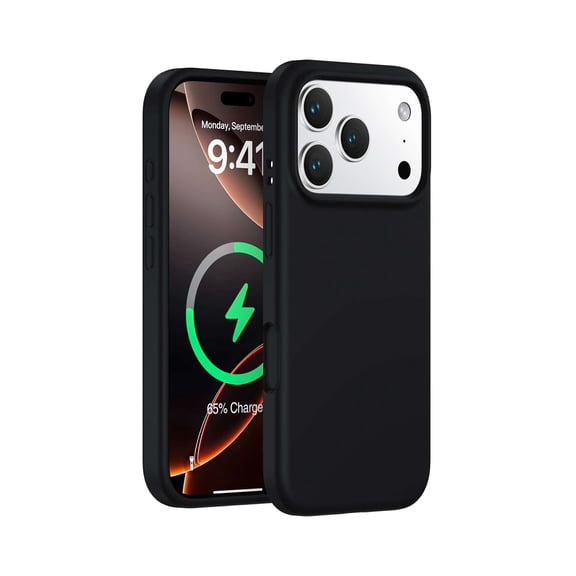 Silicone Case Compatible with iPhone 17 Pro 2025, Lightweight Phone Case, Wireless Charging Compat., Liquid Silicone Gel Rubber Cover, Anti-Scratch TPU Protective Bumper(black)